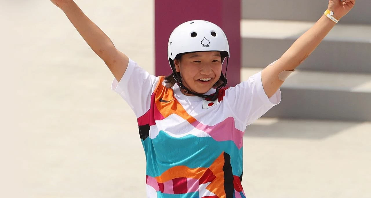 13-year-old Japanese becomes the youngest individual Olympic champion to win inaugural women's skateboarding gold